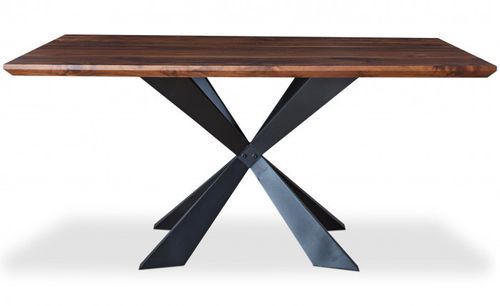 Table à manger bois foncé et pieds métal noir Louna 160 cm - Photo n°2; ?>