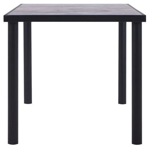 Table à manger bois gris béton et pieds métal noir Sirra 160 cm - Photo n°3; ?>