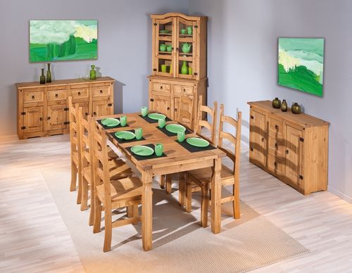 Table à manger bois massif clair Colonial - Photo n°2; ?>