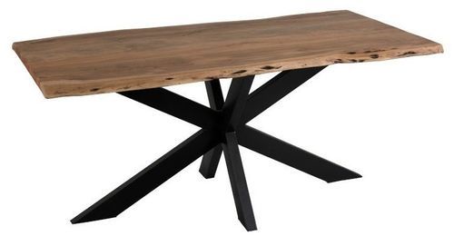 Table à manger bois massif foncé Cintee L 180 cm - Photo n°2; ?>