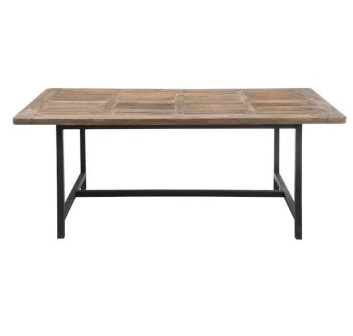 Table à manger bois massif foncé et métal noir Cintee 200 cm - Photo n°2; ?>