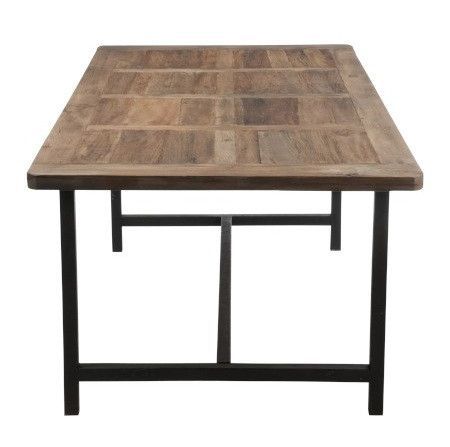 Table à manger bois massif foncé et métal noir Cintee 200 cm - Photo n°3; ?>