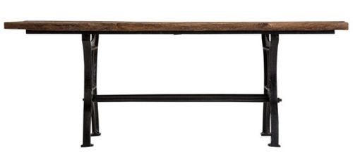 Table à manger bois massif foncé et pieds métal noir Mialm - Photo n°3; ?>