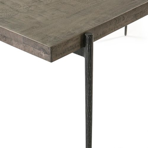 Table à manger bois massif gris et pieds métal noir 180 cm - Photo n°2; ?>