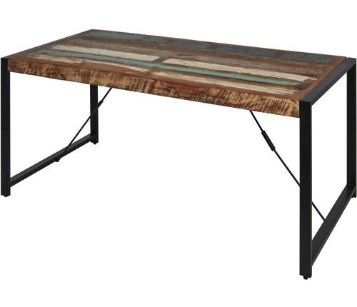 Table à manger bois massif recyclé et pieds métal noir Limba 180 cm - Photo n°2; ?>