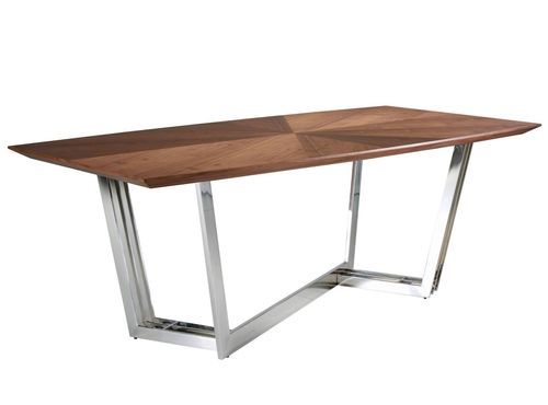 Table rectangulaire Futura 220 cm - Noyer et acier chromé - Photo n°2; ?>