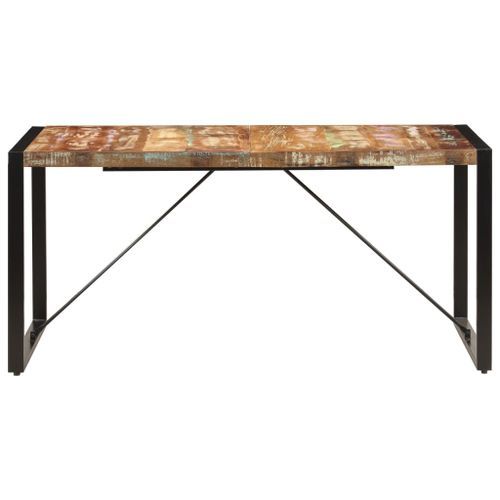 Table à manger bois reconditionné et pieds acier noir Unik 140 cm - Photo n°2; ?>
