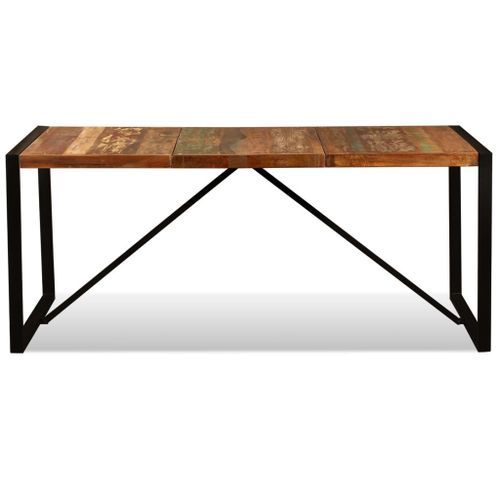 Table à manger bois reconditionné et pieds acier noir Unik 180 cm - Photo n°2; ?>
