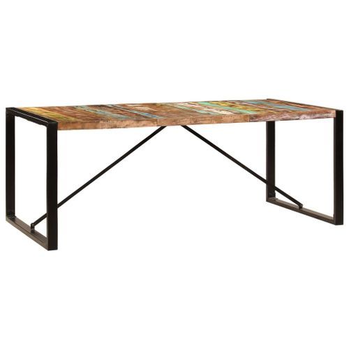 Table à manger bois reconditionné et pieds acier noir Unik 200 cm - Photo n°3; ?>