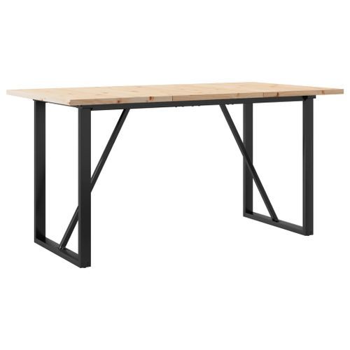 Table à manger cadre en O 140x80x75,5 cm bois pin massif fonte - Photo n°2; ?>