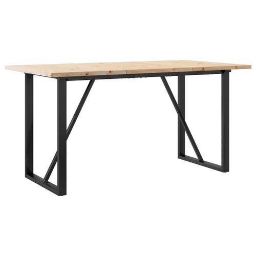 Table à manger cadre en O 160x80x75,5 cm bois pin massif fonte - Photo n°2; ?>