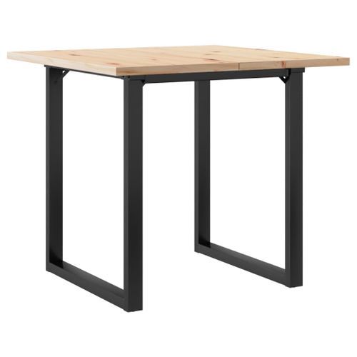 Table à manger cadre en O 80x80x75,5cm bois de pin massif fonte - Photo n°2; ?>