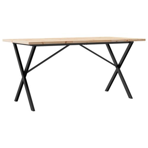 Table à manger cadre en X 140x80x75,5 cm bois pin massif fonte - Photo n°2; ?>