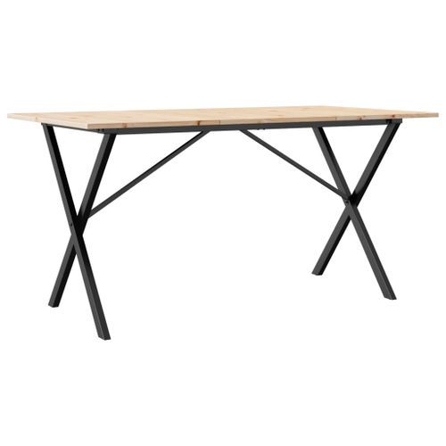 Table à manger cadre en X 140x80x75 cm bois de pin massif fonte - Photo n°2; ?>