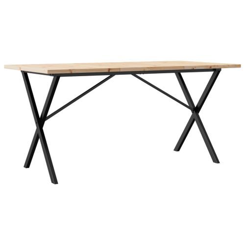 Table à manger cadre en X 160x80x75,5 cm bois pin massif fonte - Photo n°2; ?>