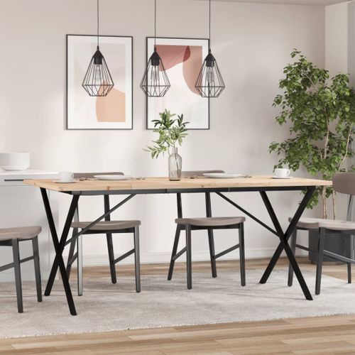 Table à manger cadre en X 180x90x75,5 cm bois pin massif fonte - Photo n°3; ?>