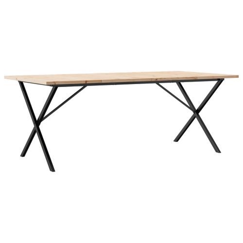 Table à manger cadre en X 200x100x75,5 cm bois pin massif fonte - Photo n°2; ?>