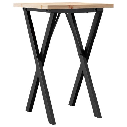 Table à manger cadre en X 50x50x75,5cm bois de pin massif fonte - Photo n°2; ?>