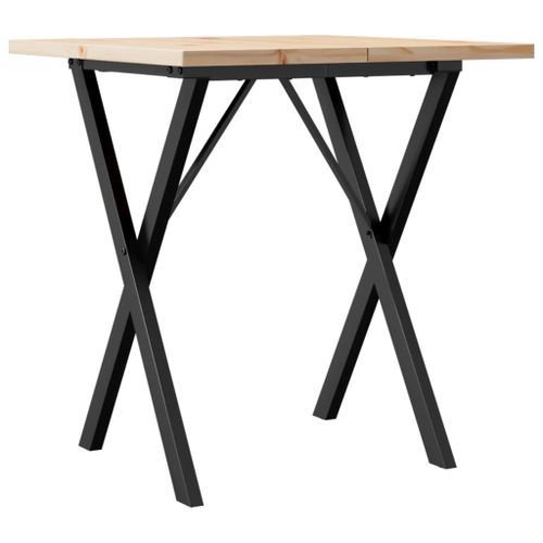 Table à manger cadre en X 60x60x75,5cm bois de pin massif fonte - Photo n°2; ?>