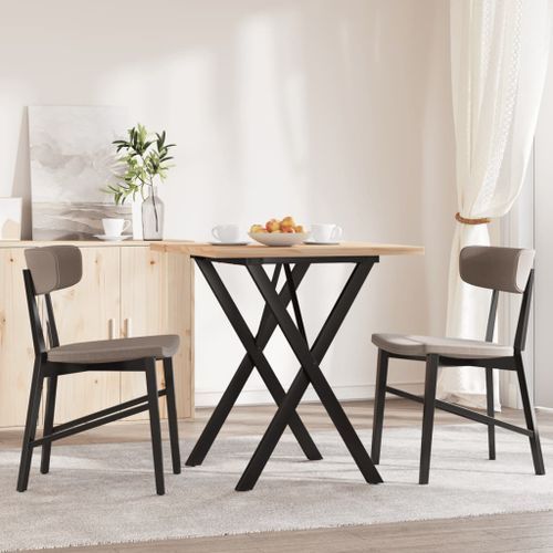 Table à manger cadre en X 60x60x75,5cm bois de pin massif fonte - Photo n°3; ?>