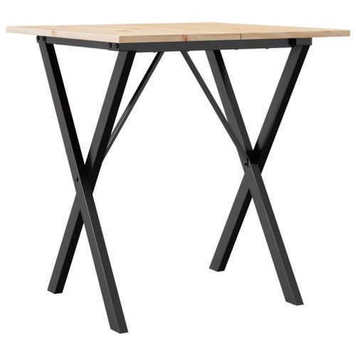 Table à manger cadre en X 70x70x75 cm bois de pin massif fonte - Photo n°2; ?>