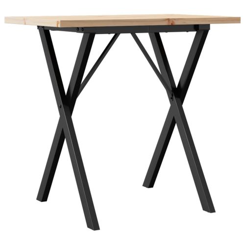 Table à manger cadre en X 80x50x75,5cm bois de pin massif fonte - Photo n°2; ?>