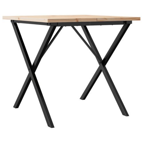 Table à manger cadre en X 80x80x75,5cm bois de pin massif fonte - Photo n°2; ?>