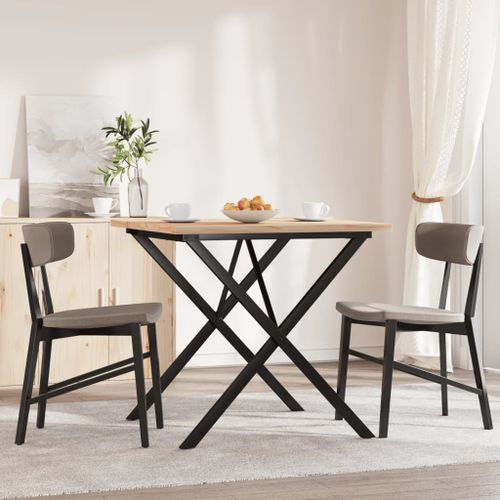 Table à manger cadre en X 80x80x75,5cm bois de pin massif fonte - Photo n°3; ?>