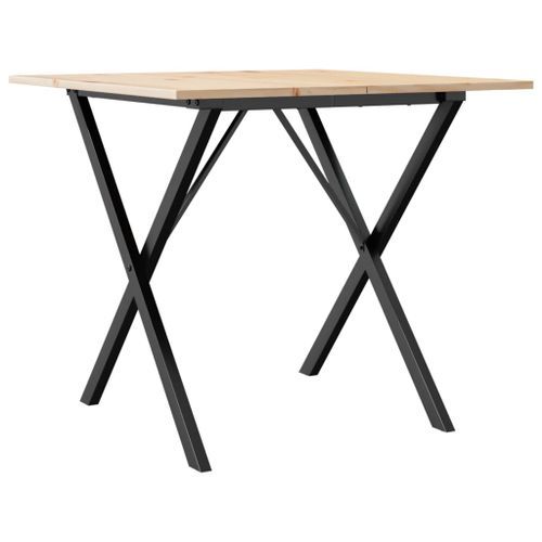 Table à manger cadre en X 80x80x75 cm bois de pin massif fonte - Photo n°2; ?>