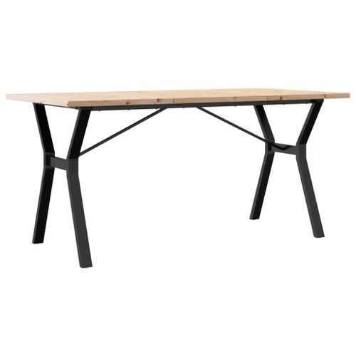 Table à manger cadre en Y 140x80x75,5 cm bois pin massif fonte - Photo n°2; ?>