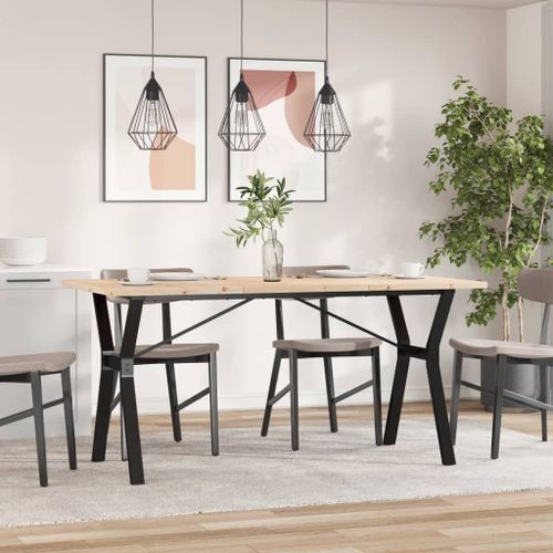 Table à manger cadre en Y 160x80x75,5 cm bois pin massif fonte - Photo n°3; ?>