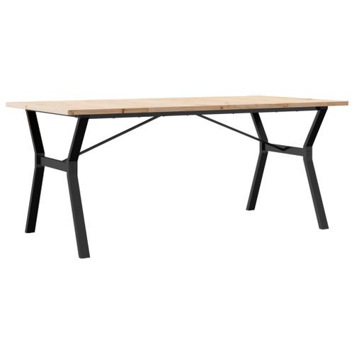 Table à manger cadre en Y 180x90x75,5 cm bois pin massif fonte - Photo n°2; ?>