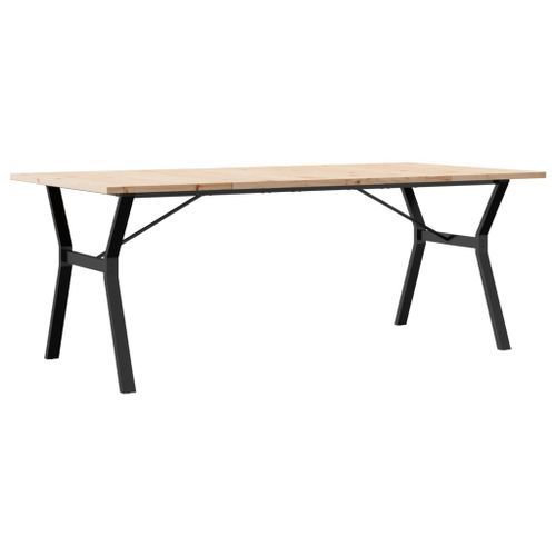 Table à manger cadre en Y 200x100x75,5 cm bois pin massif fonte - Photo n°2; ?>