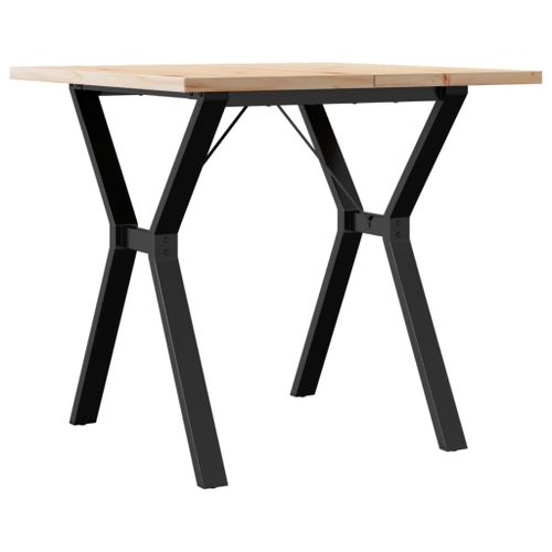 Table à manger cadre en Y 80x80x75,5cm bois de pin massif fonte - Photo n°2; ?>