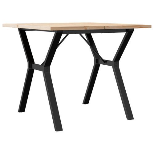 Table à manger cadre en Y 90x90x75,5cm bois de pin massif fonte - Photo n°2; ?>