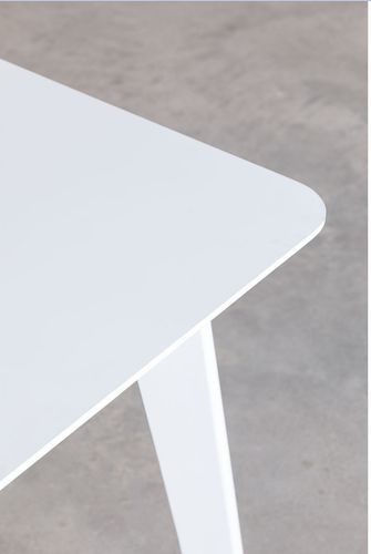 Table à manger carrée bois d'hévéa blanc Kise 100 cm - Photo n°3; ?>