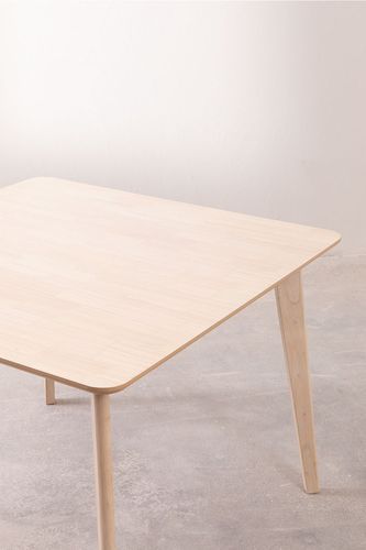 Table à manger carrée bois d'hévéa cendré clair Kise 100 cm - Photo n°2; ?>