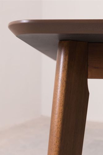 Table à manger carrée bois d'hévéa marron Kise 100 cm - Photo n°3; ?>