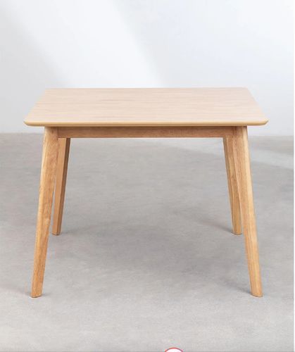 Table à manger carrée bois d'hévéa naturel Kise 100 cm - Photo n°3; ?>