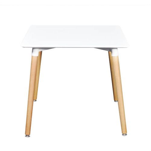 Table à manger carrée bois naturel et blanc Tuly 80 cm - Photo n°2; ?>