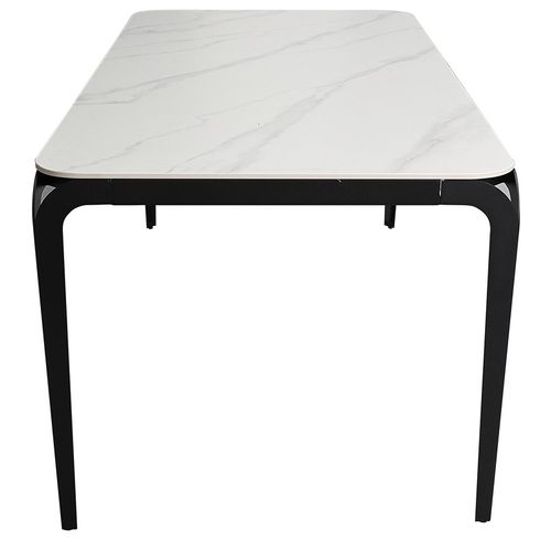 Table à manger céramique effet marbre blanc et pieds métal noir Boxer L 180 cm - Photo n°3; ?>