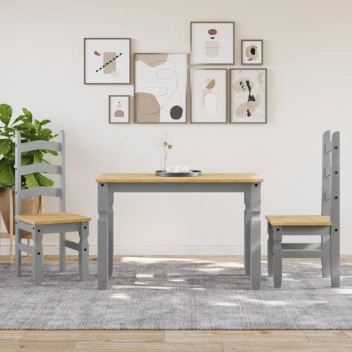 Table à manger Corona gris 112x60x75 cm bois massif de pin - Photo n°3; ?>