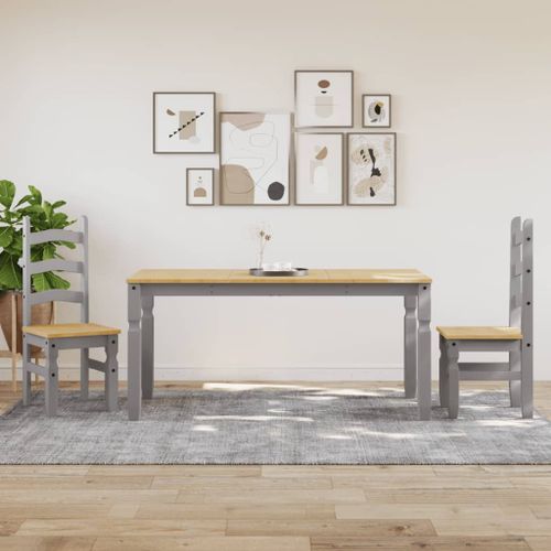 Table à manger Corona gris 160x80x75 cm bois massif de pin - Photo n°3; ?>