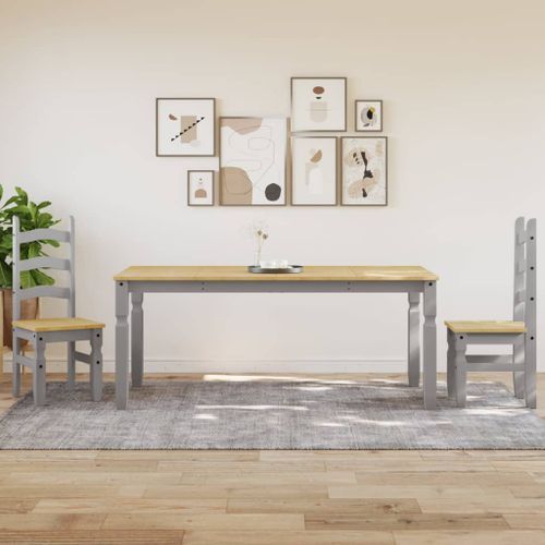 Table à manger Corona gris 180x90x75 cm bois massif de pin - Photo n°3; ?>