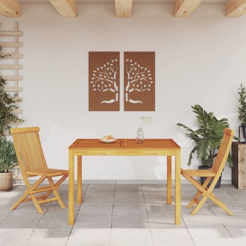 Table à manger de jardin 110x110x75 cm bois d'acacia massif - Photo n°3; ?>