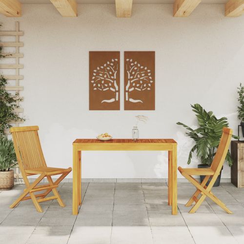 Table à manger de jardin 110x55x75 cm bois massif d'acacia - Photo n°3; ?>