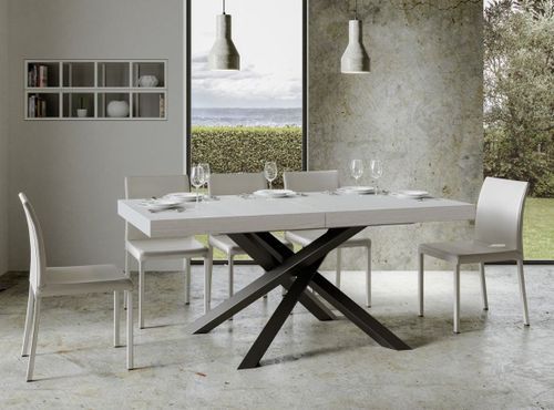 Table à manger design blanche et pieds entrelacés anthracite 180 cm Artemis - Photo n°2; ?>