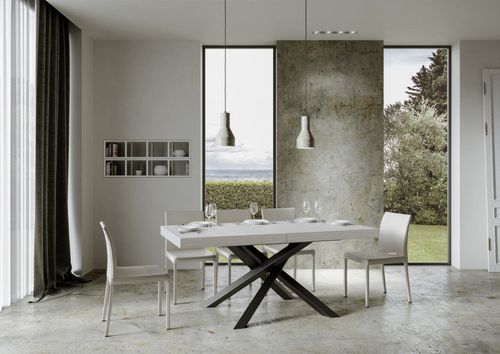 Table à manger design blanche et pieds entrelacés anthracite 180 cm Artemis - Photo n°3; ?>
