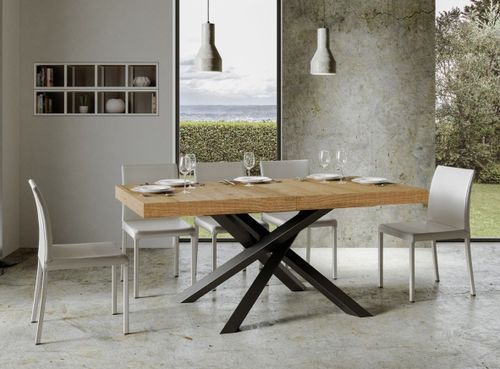 Table à manger design chêne clair et pieds entrelacés anthracite 180 cm Artemis - Photo n°2; ?>