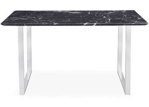 Table à manger effet marbre noir et pieds métal chromé Storys - Photo n°2; ?>